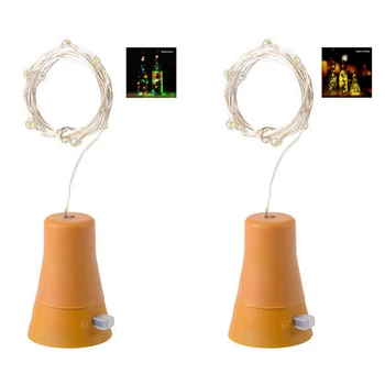 

Promotion! 2PCS Solar 2M LED Cork Shaped 20 LED Night Fairy String Light Kork Solarbetrieben Licht Wine Bottle Lamp Party Celebr