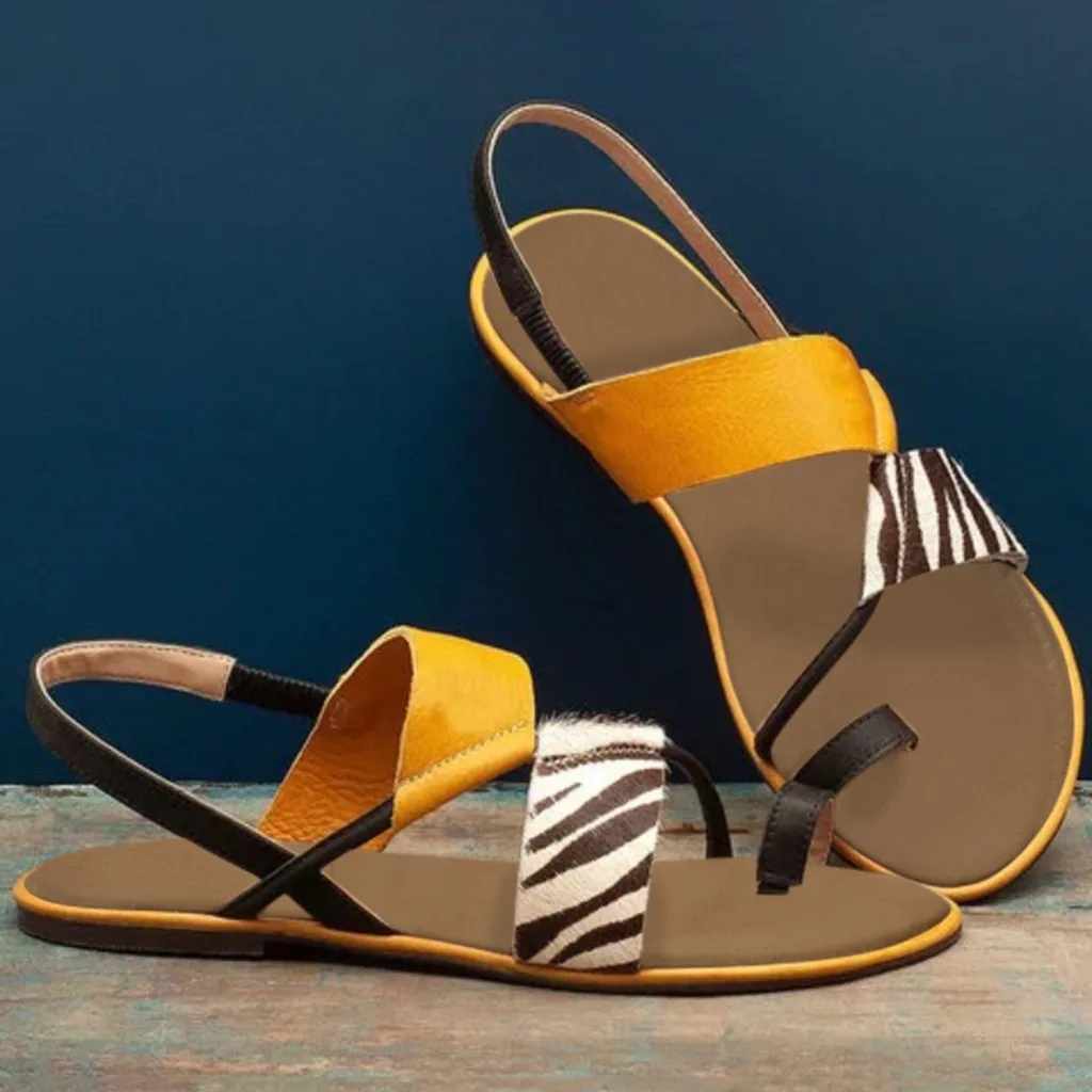 

SAGACE Sandals Summer Women Streaks Roman Flat Casual Shoes Slip-On Fish Mouth Flip Flops Fashion Gladiator Beach Sandals Ladies