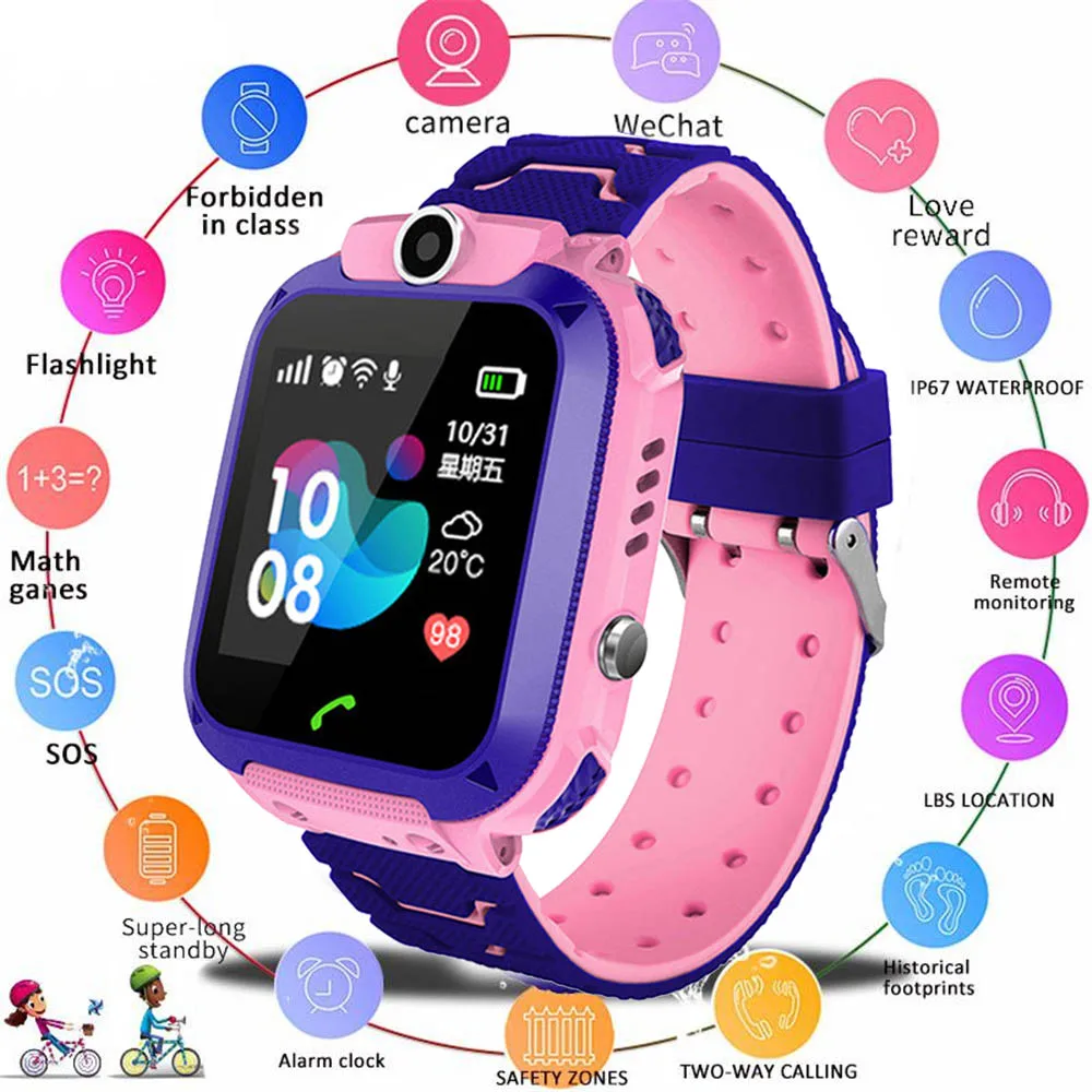 Q12 Детские smart watch дети глобальная версия водонепроницаемый сим-карта вызова фотографировать французский русская версия, испанский, португальский-4