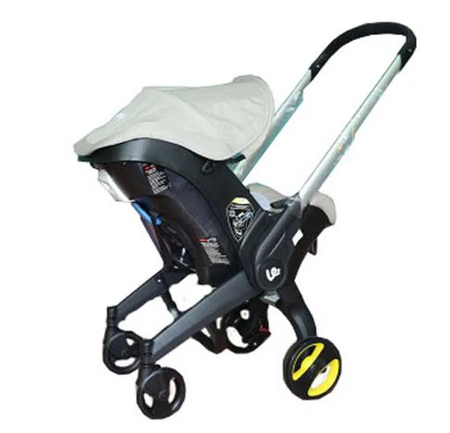 Автомобильное кресло-коляска для новорожденных, детская коляска, переносная коляска для путешествий с автомобильным сиденьем - Цвет: Beige