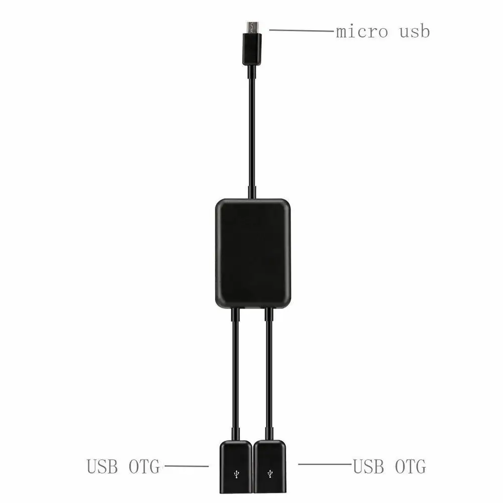 Микро USB на 2 OTG двухпортовый концентратор Кабель Y Разветвитель Micro-USB адаптер конвертер USB2.0 для планшет Android, телефон Мышь Клавиатура