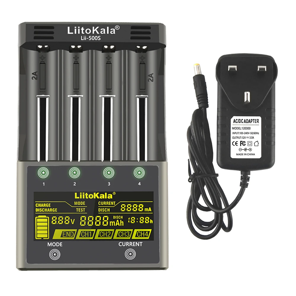 LiitoKala Lii-PD2 Lii-PD4 Lii-S8 Lii-500 Lii-600 battery Charger for 18650 26650 21700 AA AAA 3.7V lithium NiMH battery shaver charger cord