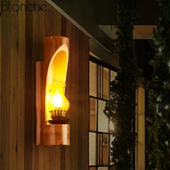 

Vintage Bamboo Wall Lamp Kerosene Lamp Led Loft Industrial Wall Light for Living Room Restaurant Home Decor Lighting Fixtures AC