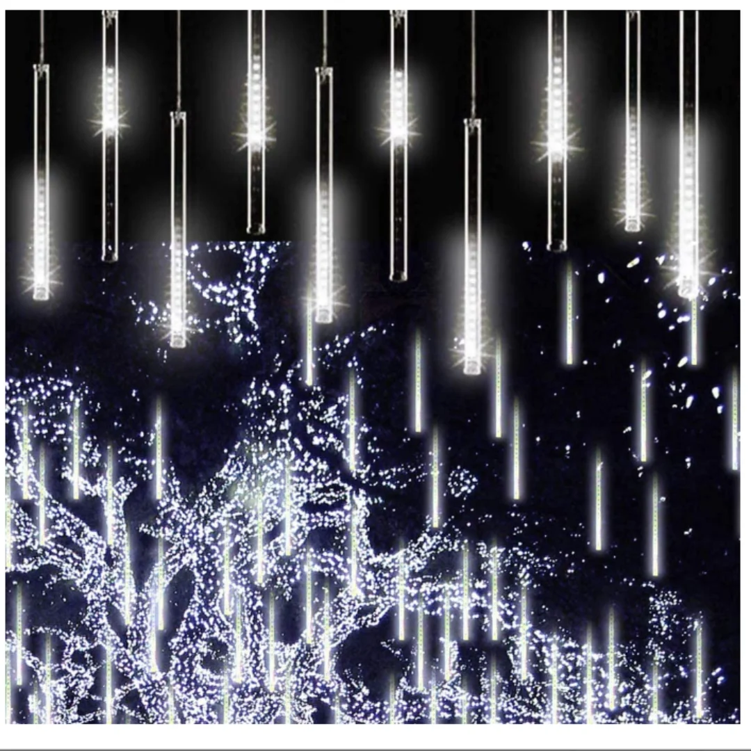 Luces lluvia que caen, decoraciones navideñas para el hogar, 2022 30cm, 8 tubos que caen, cadena de carámbanos, luces para árboles de festivas| - AliExpress