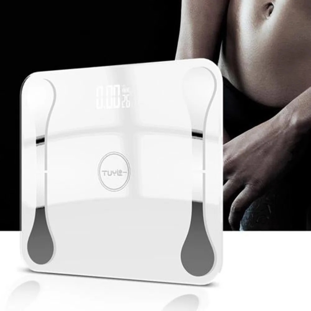 1 Bluetooth APP Fat Scale USB Charging Digital Smart Scales Body Weight Fat Water Muscle Mass BMI Bone Mass LED Display