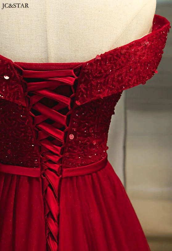 Vestido boda mujer invitada, новинка, тюль, кристалл, сексуальный v-образный вырез, плечо, а-силуэт, бордовое, элегантное платье для женщин, для свадебной вечеринки
