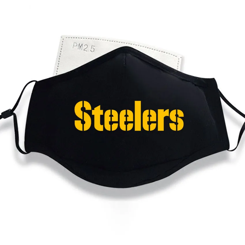 steelers Хлопок PM2.5 черная ротовая маска от пыли фильтр с активированным углем ветрозащитный ковбойские сталеры Викинги Упаковщики - Цвет: steelers