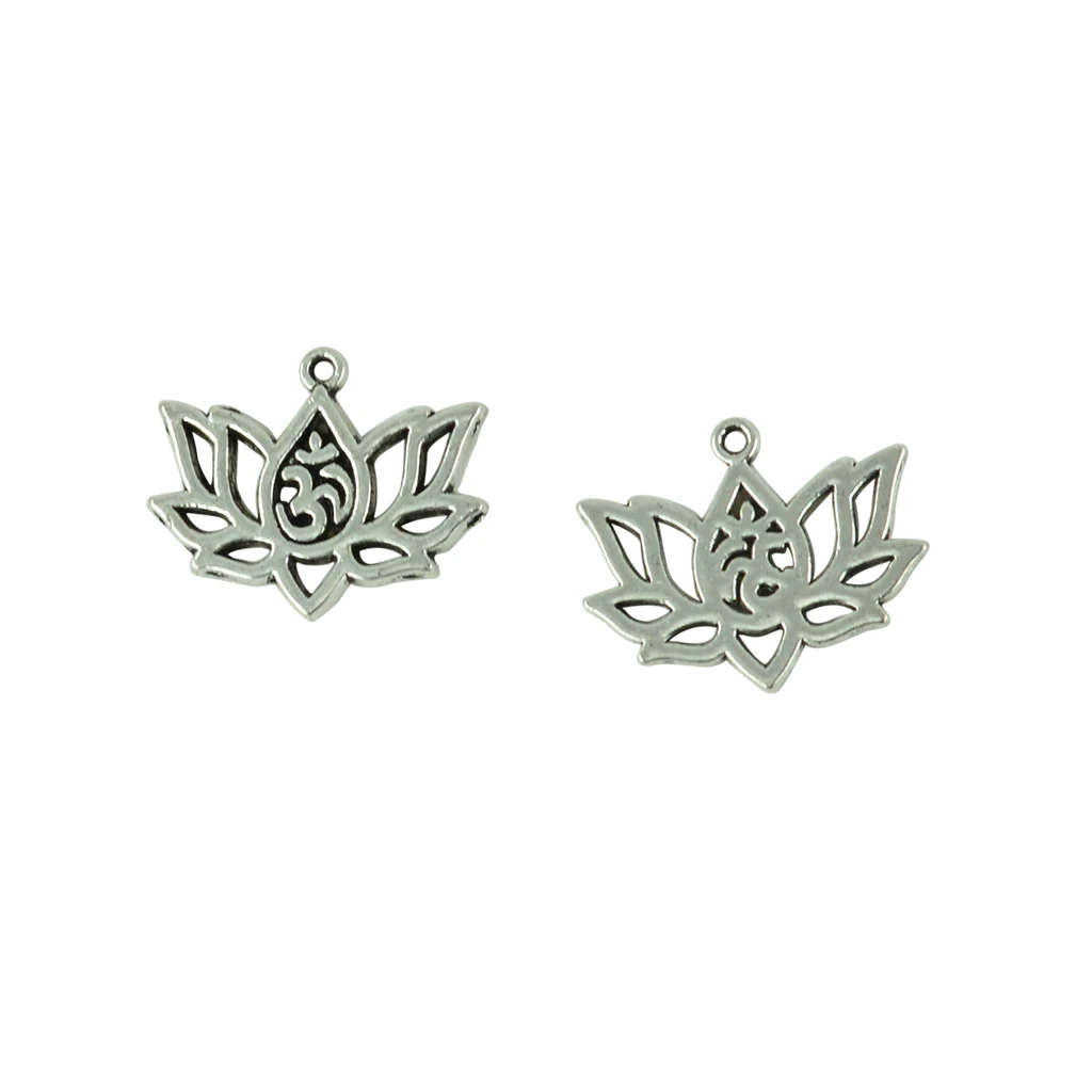 50pcs Lotus Flowers OM OHM YOGA Symbol Charms Pendant Jewelry Findings Craft