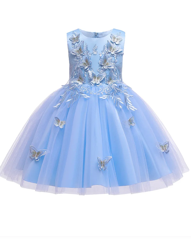 Вечерние платья принцессы с вышитыми бабочками и цветами для девочек на свадьбу вечерние платья для выпускного бала для маленьких девочек