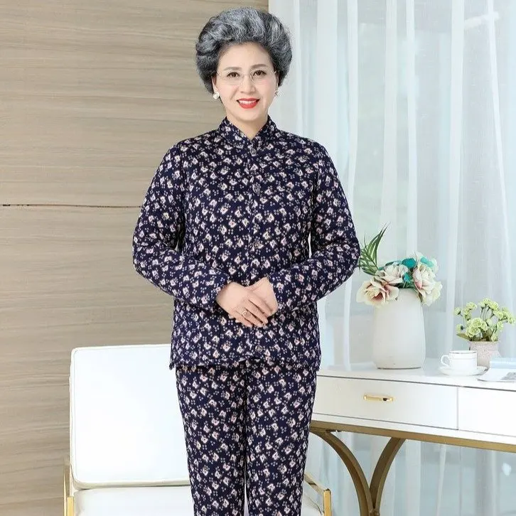 

Middle-aged Women Dress New Style Middle-aged WOMEN'S Apparels Winter Cotton-padded Jacket Cotton-padded Trousers Elderly Cotton