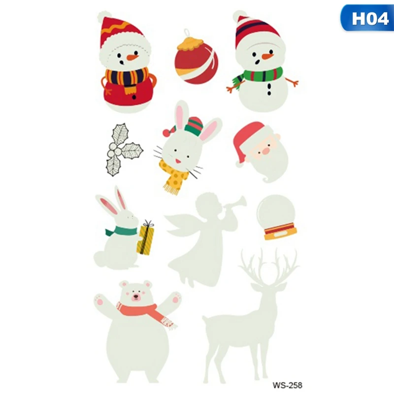 1 Sheet Luminous Kids Temporary Tattoo Sticker Fake Christmas Flash Waterproof Fashion Small Body Art For Child - Цвет: 4