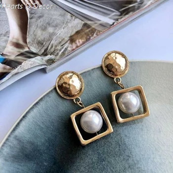 

Glam Vintage Geometric Drama Cutout Ball Earrings Gold Party T show Top Punk Fashion Hiphop Pop Gifts pendientes mujer moda 2019