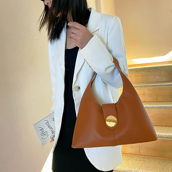 

Women Simple PU Handbag 2pcs Fashion Solid Shoulder Crossbody Clutch Bags Set Popular Simple Female Daily Bag