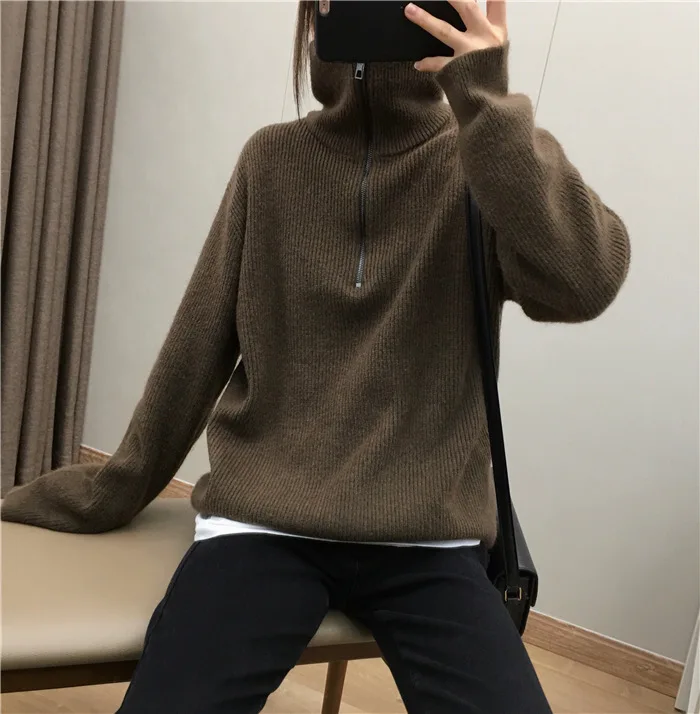 cardigan ULIYOU Women Outwear Pullovers Tops Thick Warm Elegant Turtleneck Sweater Women New Autumn Winter Zipper Knitted Sweaters long sweater