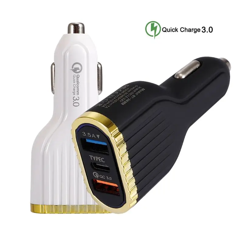 Быстрое зарядное устройство 3,0 Автомобильное зарядное устройство 3.5A QC3.0 Turbo Dual usb type C Быстрая зарядка автомобильный адаптер мобильного телефона для samsung и многое другое
