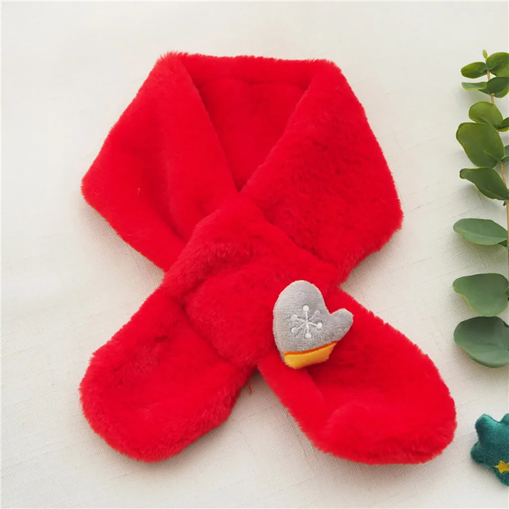 Рождественский теплый шарф, серия, имитация кроличьей шерсти, детский нагрудник, зимний теплый шарф, шаль, женские шарфы, Echarpe Hiver Femme - Цвет: Red 1