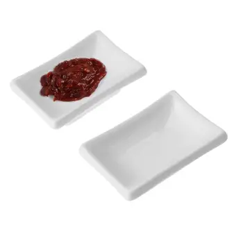 

2 Pcs 3 Inch Pure White Ceramic Appetizer Serving Tray Rectangular Sauce Dishes Japanese-style Snack Dishes Spice Dish Soy Sauce