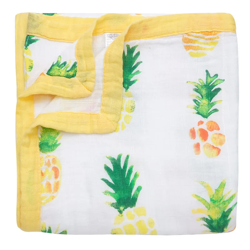 pineapple Модное детское одеяло Конверт для новорожденных муслин пеленка кокон 4 слоя бамбуковый хлопок детские аксессуары банное полотенце - Цвет: pineapple