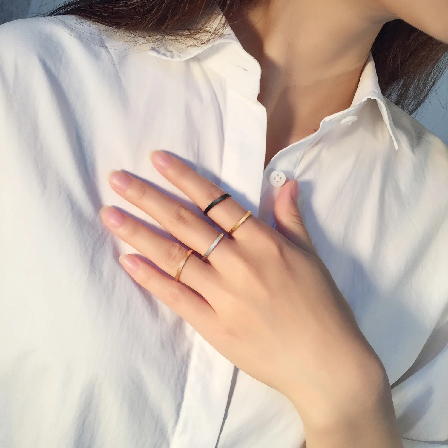 2mm Small Mini Girl Women Rings Black Rose Gold Color Stainless Steel Simple Fashion Jewelry size 3-10 finger rings,fashion rings,fashion ring,stainless steel rings,metal rings