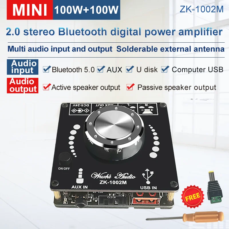 Power Audio Amplifier-Board Stereo-Amp Bluetooth Home Theater 100W AUX ZK-1002M USB