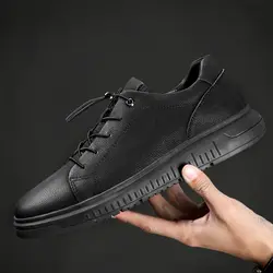 Модная мужская обувь из натуральной кожи мужская повседневная обувь на шнуровке удобная обувь на толстой нескользящей подошве Большие