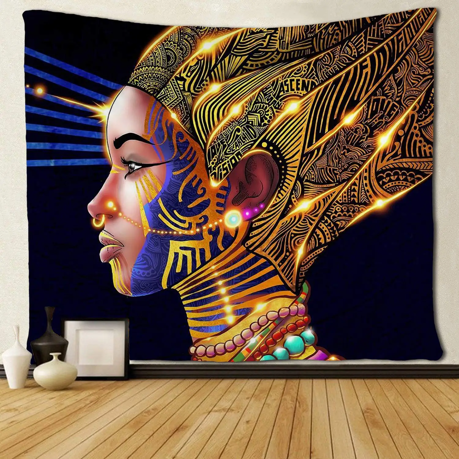 African American Women Gold Glitter Princess Tapestries Hippie Black Art Wall Hanging Throw Tablecloth Decorative Tapestries Aliexpress