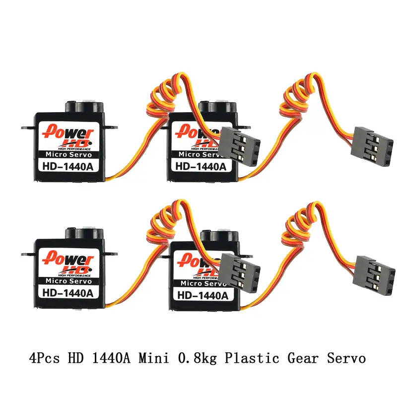 

4Pcs Power HD 1440A Micro Mini 0.8kg Steering Analog Plastic Gear Servo High Torque for RC Car Robot Airplane Drone DIY