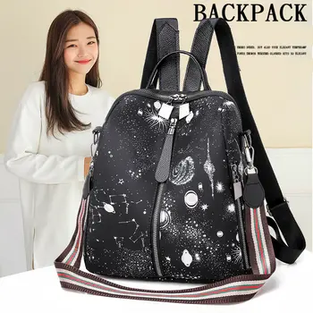 

New Fashion women's backpack PU leather star print canta backpack shoulder bag