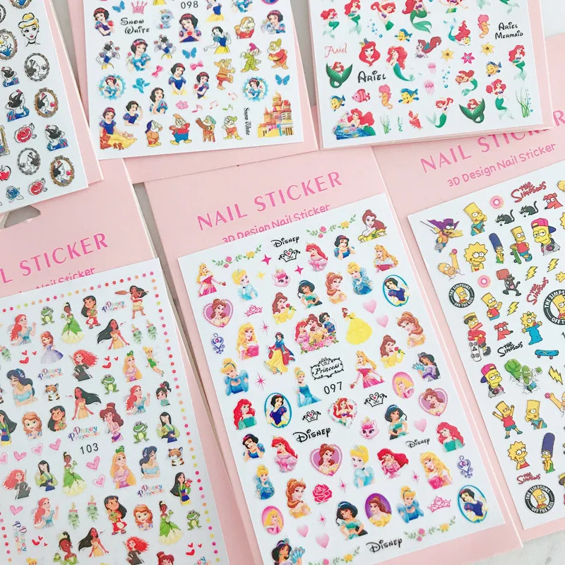 Nail Stickers Disney Cartoon Sticker Snow White Mermaid Disney Princess Anime Nail Sticker Exquisite Handmade DIY Nail