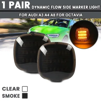 

2x LED Side Marker Lights Turn Signal Day Light Panel Lamp 12V Flowing Dynamic Side Repeater Lamp for AUDI A3 A4 A8 for Octavia