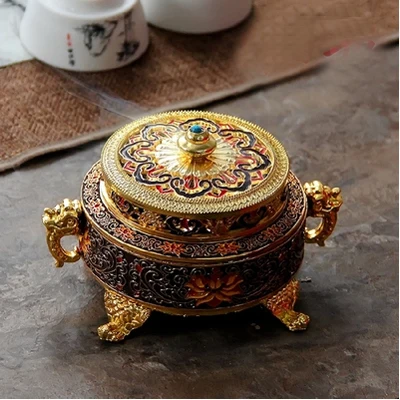 Small Red ERMAKOVA 4/5 дюймов держатели для благовоний горелка металлическая Тибетский Стиль окрашенная эмаль держатель для благовоний украшение для дома и офиса подарок - Цвет: Small Red