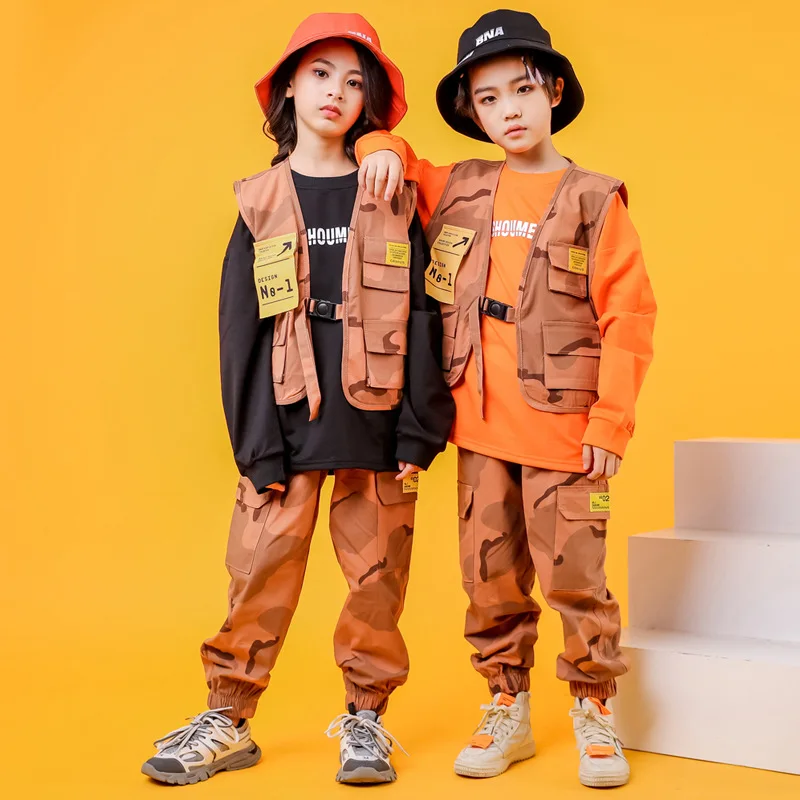 Детская одежда в стиле хип-хоп танцевальные костюмы для девочек и мальчиков