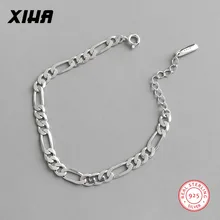 Браслеты из натуральной 925 пробы, серебряные, крепкие, Фигаро, цепочка, браслеты для женщин, богемные, ручная работа, персонализированный, регулируемый, женский браслет