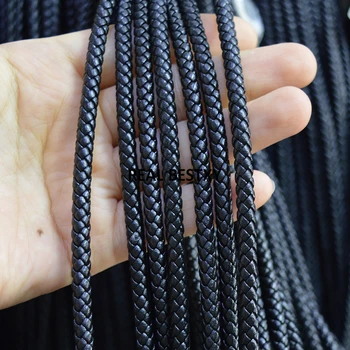 

D003 5m/lot approx 5mm black Leather Handmade Beading Bracelet Jewelry String Leather Bracelet Findings Jewelry Cord String