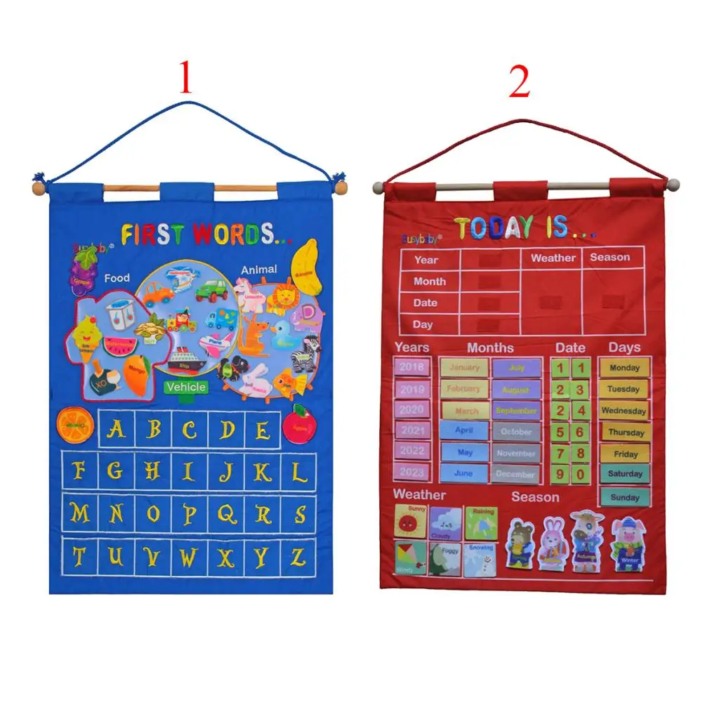 Calendar Wall Chart for Kids Weather Season Date Week Months Learning - Educational Aids for Preschool Kindergarten Classroom