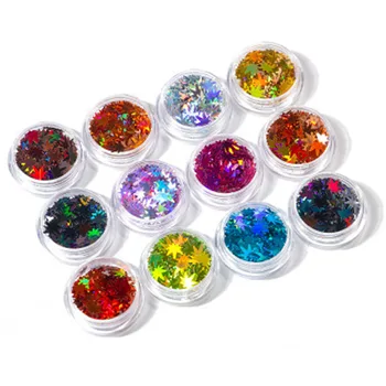 

12 Colors Nail Maples Leaf Decoration Sequins Multicolor Shiny DIY Nail Decors Set 20X20X5 NShopping