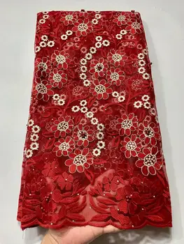 

new lace fabric 2020 high quality lace wholesale 5yards african tulle lace with stones nigerian lace fabric for women dress