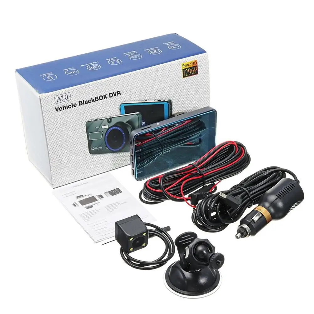 

4 inches 1080P dual lens 170degree HD camera car dvr dash auto vehicle video recorder g-sensor night vision