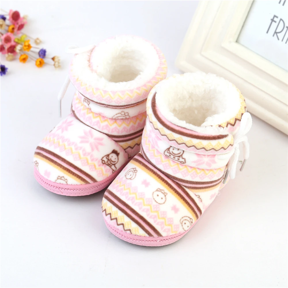 

Kids Baby Autumn Winter Warm Fleece Soft Soled Crib Cute Pattern Shoes Girls Boys Toddlers Snow Boots Sneakers