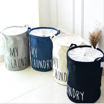 

Cotton Linen Foldable Closure Laundry Basket Kids Toy Buckets Clothes Organizer Hamper Storage Large Capacity Bag Bins