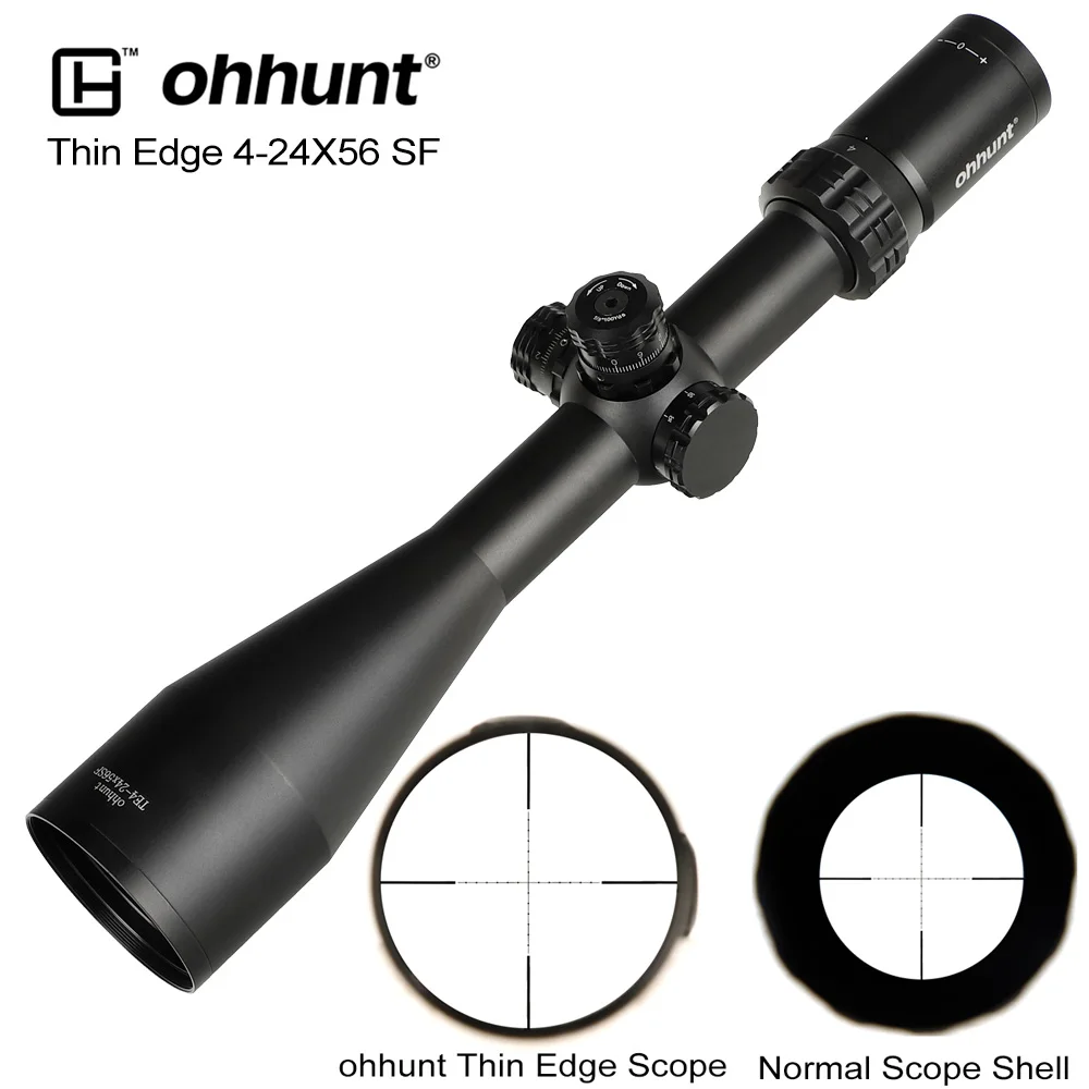 

Hunting ohhunt Thin Edge 4-24X56 SF Riflescopes Side Parallax Mil Dot Glass Etched Reticle Turrets Lock Reset Shooting Scope