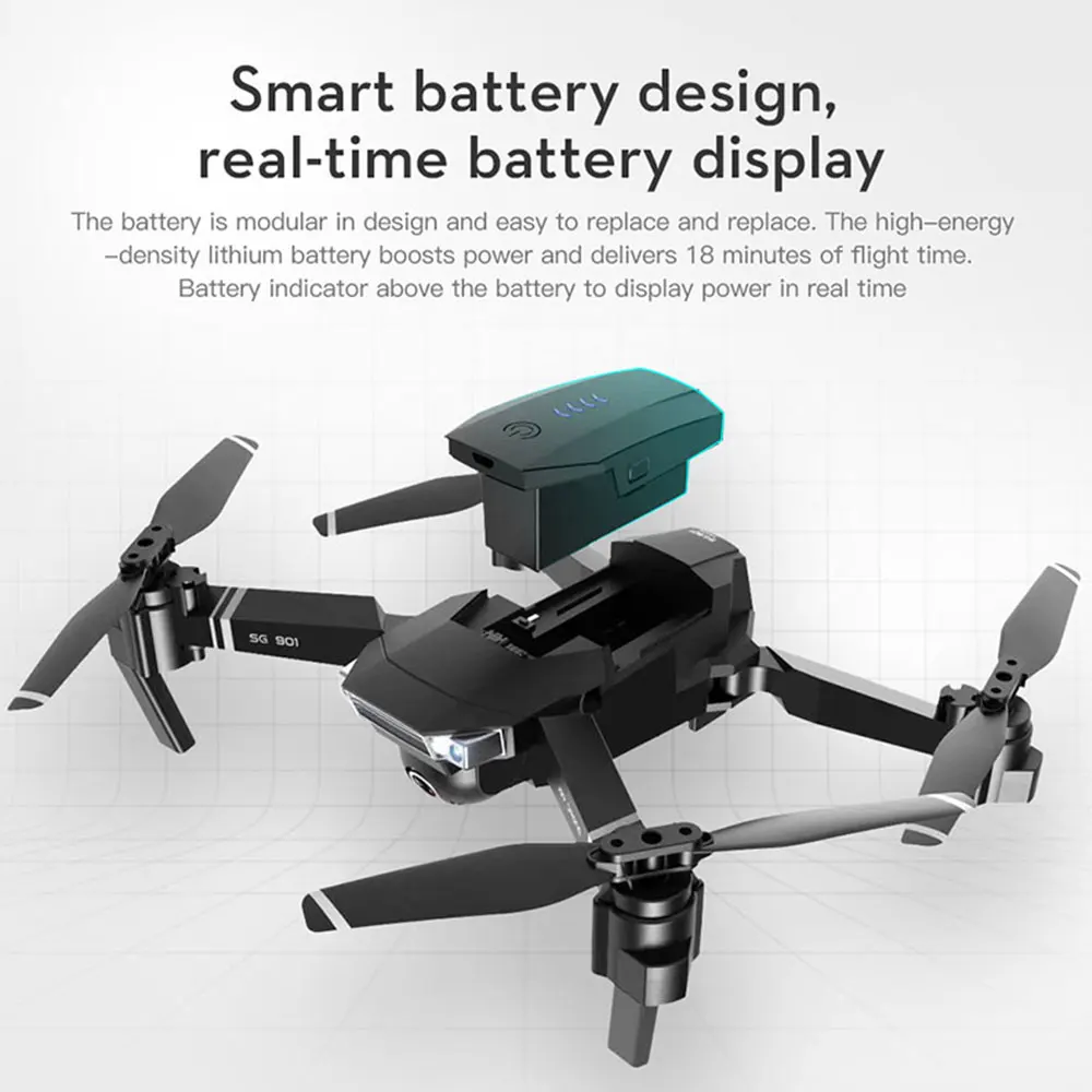  SG901 Camera Drone 4K Dual Camera smart follow RC Quadrocopter Foldable Arm WIFI FPV Professional D - 4000127899182