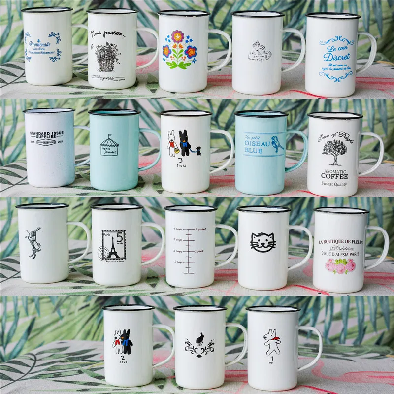 Enamel Coffee Mugs Unbreakable Outdoor Travel Water Cups Beer Cups Camping Bonfire Party Fishing Picnic Gifts