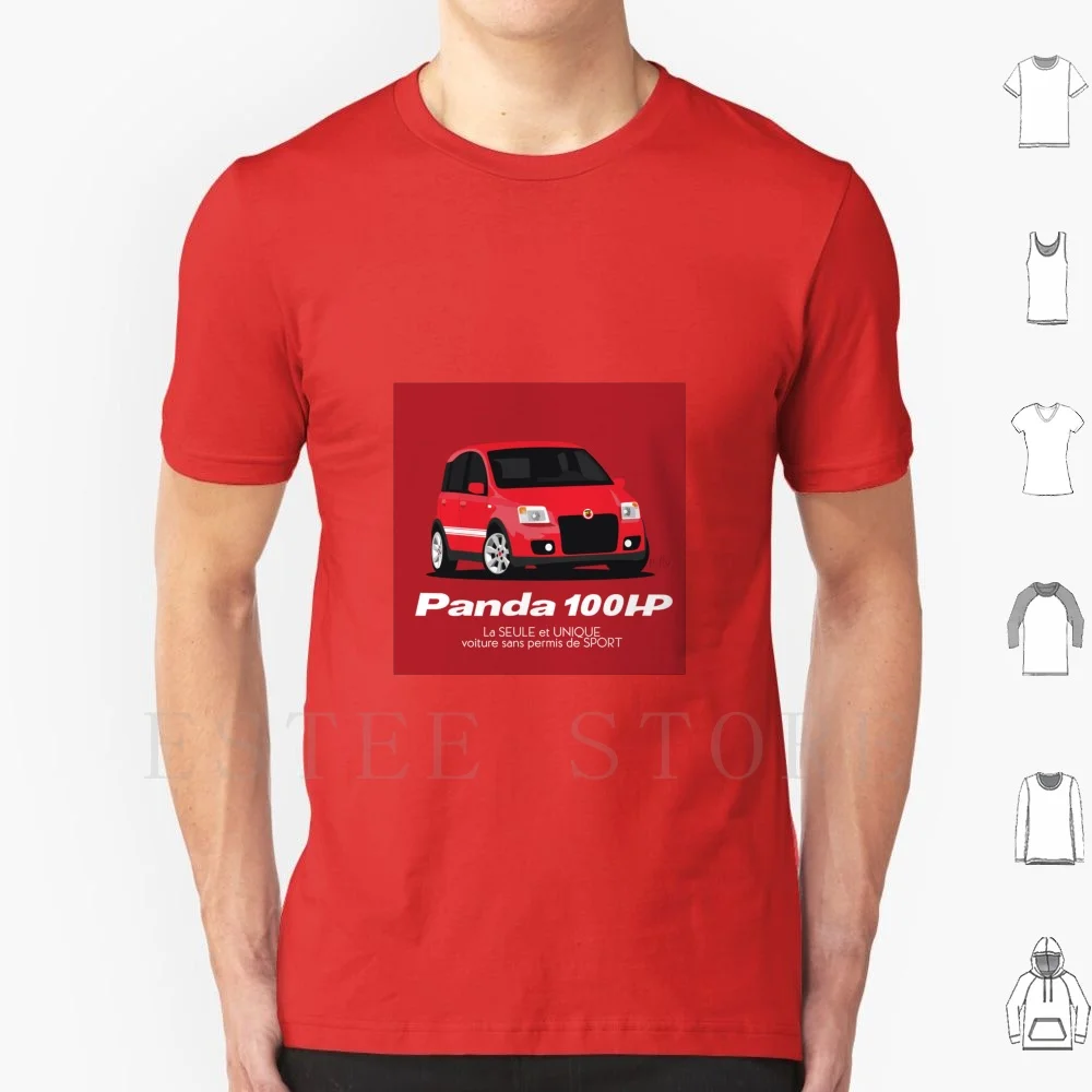 Fiat Panda 100Hp Maglietta Rossa Cotone Uomo Stampa Fai Da Te Fiat Panda Abarth 100Hp 100 Hp Sport Hatchback Hokech Italiano Italia
