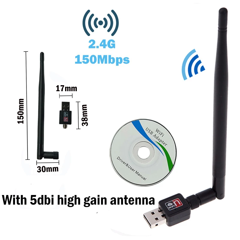Usb wifi адаптер ethernet lan 150 беспроводной 802.11n ноутбук Настольный ключ Карта Антенна 2 4g