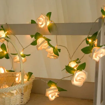

20 LED Rose Flower String Battery Powered Fairy Lights Wedding Home Birthday Valentine's Day Event Party Garland Decor Luminaria