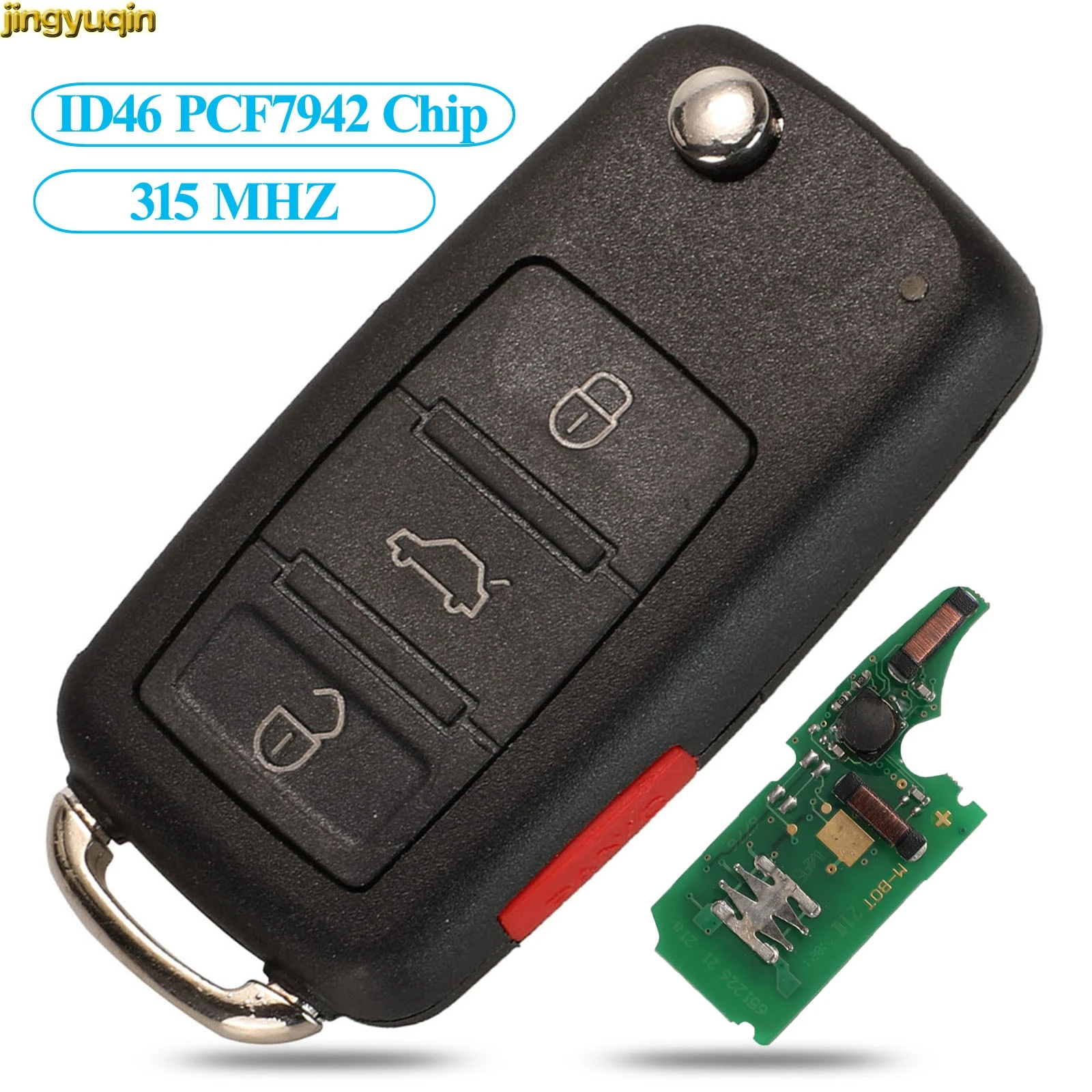 Jingyuqin Раскладной Автомобильный ключ ASK 315 МГц PCF7942 ID46 для VW Touareg Phaeton AUDI A8/S8 2003-2009