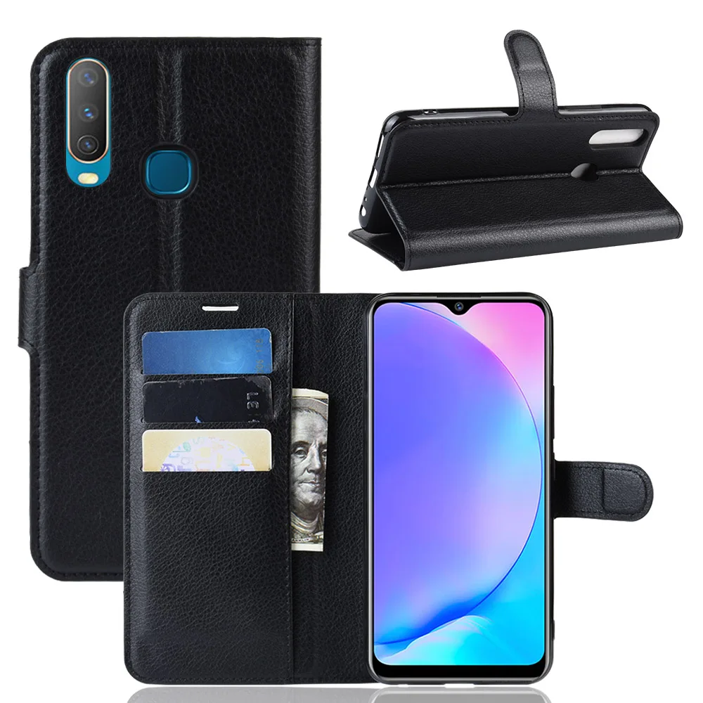 Custodia Flip Per Vivo Y17 In Pelle PU: Portafoglio Con Slot Carte E Supporto, Design Donna (Nero) - 4