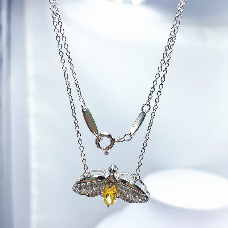 

Original Hot High Quality 925 Sterling silver Large Size Insect Pendant Necklace Women Logo 1: 1 Brand Jewelry Valentine Gift