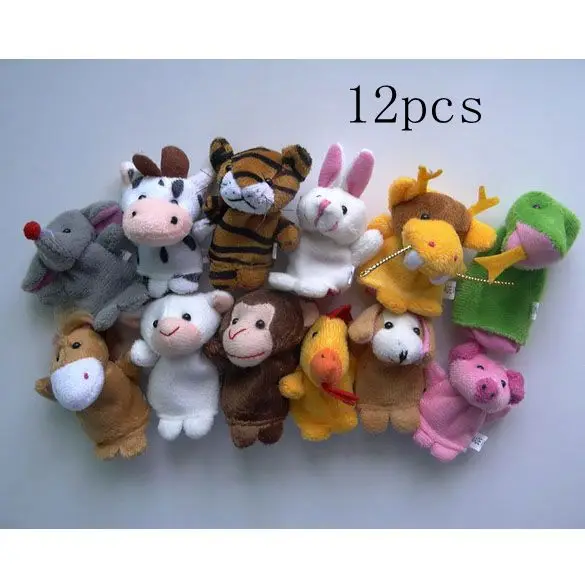 12pcs 10 шт./компл. животные-марионетки на пальцы, Детские Мультяшные животные плюшевые игрушки для детей мягкая кукла марионетка Детские рассказать историю ткань ручной палец куклы - Цвет: 12pcs